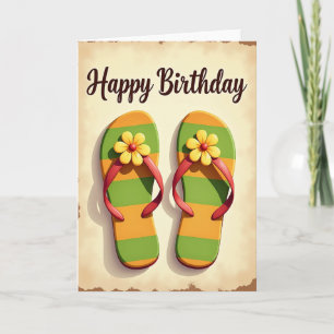 Cartão de aniversário de chinelos de verão