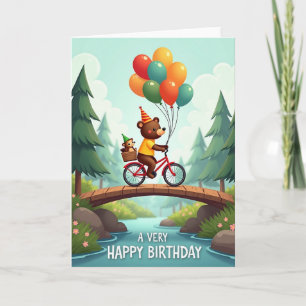 Cartão de Aniversário de Ciclismo Alegre