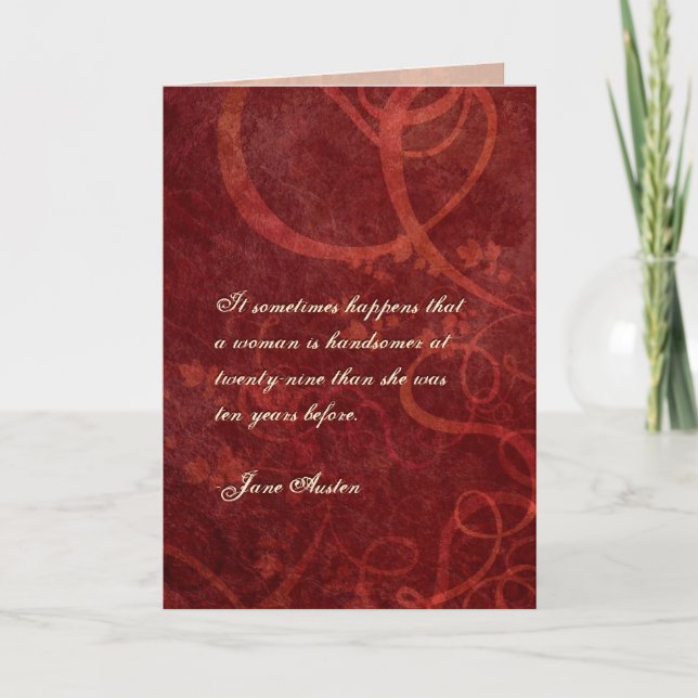 Cartão de Aniversário de Citação de Jane Austen PE (Frente)