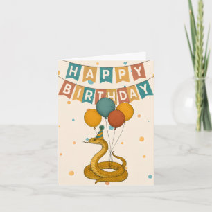 Cartão de Aniversário de cobra - Festa Engraçada