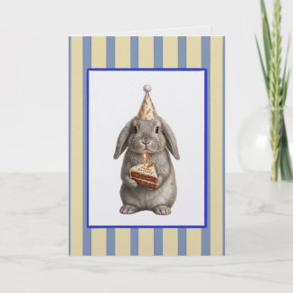 Cartão de Aniversário de Coelhinho Fofo com Bolo d