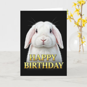 CARTÃO DE ANIVERSÁRIO DE COELHO COM CLOSEUP DISTIN