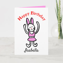 Cartão de Aniversário de Coelho com Personalização