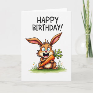 Cartão de Aniversário de Coelho Divertido