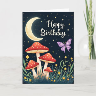 Cartão de Aniversário de Cogumelo ao Luar