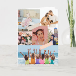 Cartão de aniversário de colagem de fotos moderno