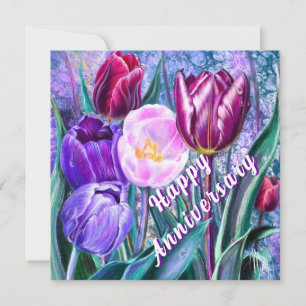 Cartão de Aniversário de Coloridos Tulipas