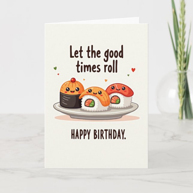Cartão de aniversário de comida alegre (Frente)