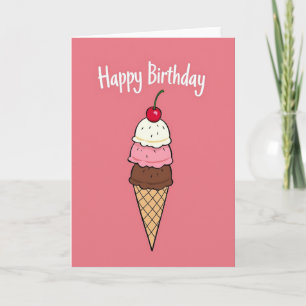 Cartão de Aniversário de Cone de Cereja