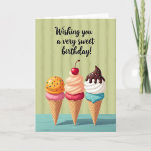 Cartão de Aniversário de Cone de Pastel