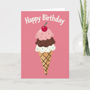 Cartão de Aniversário de Cone de Sobremesa Doce