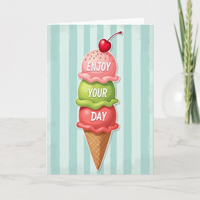 Cartão de Aniversário de Cone de Sorvete Doce (Frente)