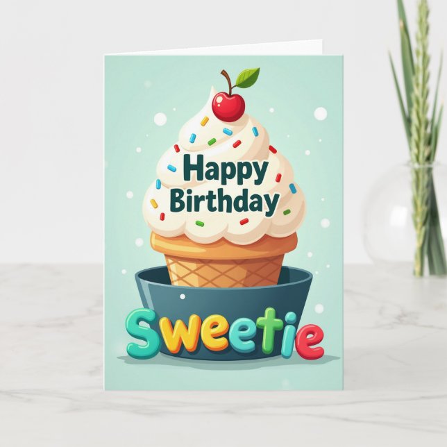 Cartão de Aniversário de Cone Salpicado (Frente)