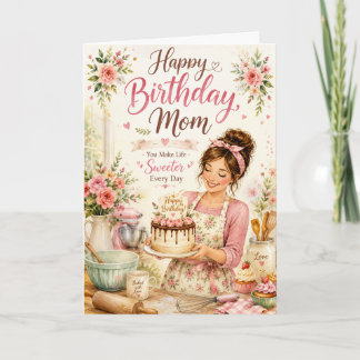 Cartão de Aniversário de Confeitaria Doce para a M