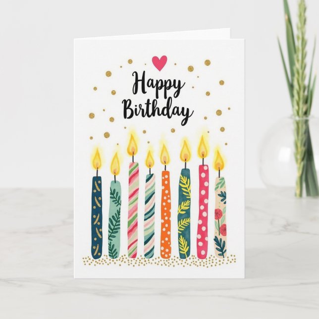 Cartão de Aniversário de Cor Vibrante (Frente)