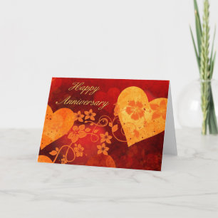 Cartão de Aniversário de Corações e Flores