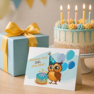 Cartão de Aniversário de Coruja Fofa