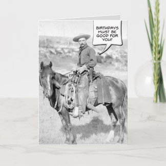 Cartão de aniversário de cowboy montado