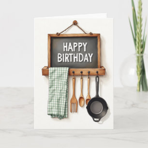 Cartão de Aniversário de Cozinha Rústica