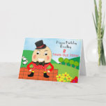 Cartão de aniversário de criança bonito de Humpty<br><div class="desc">Um cartão de aniversário tão bonito para uma jovem criança com uma imagem colorida de Humpty Dumpty e seu tão fácil personalizar com um nome e uma idade para esse toque especial extra.</div>