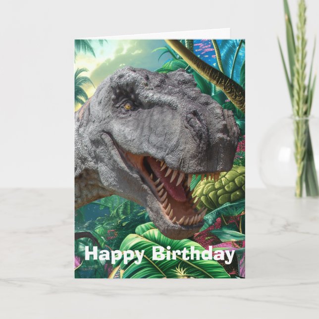 Cartão de aniversário de criança dinossauro (Frente)