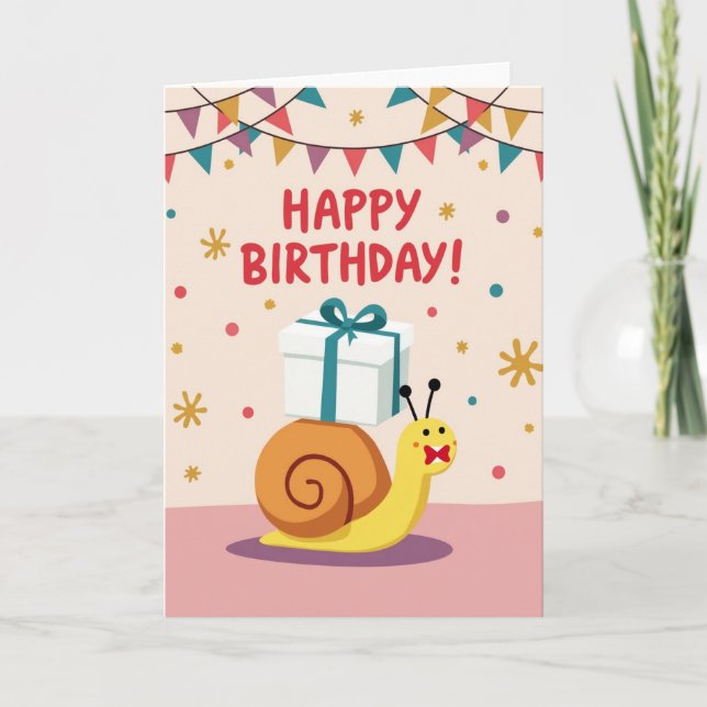 Cartão de Aniversário de Criatura Com Casca (Frente)