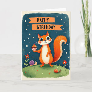 Cartão de Aniversário de Criatura Laranja