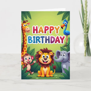 Cartão de Aniversário de Criaturas da Selva