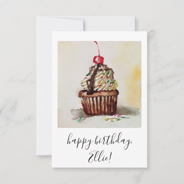 cartão de aniversário de cupcake (Frente)