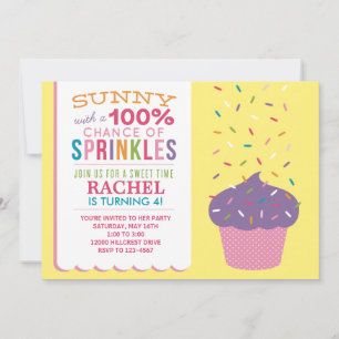Cartão de Aniversário de Cupcake com Confeitos Col
