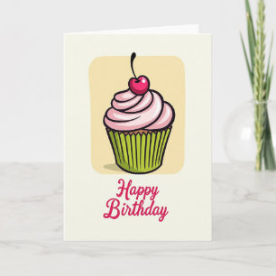 Cartão de Aniversário de Cupcake de Lima