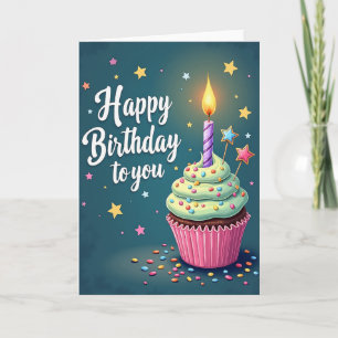 Cartão de Aniversário de Cupcake Doce