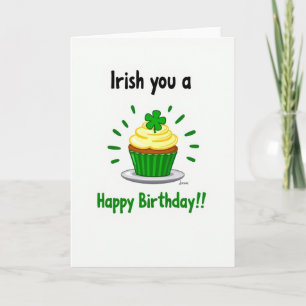 Cartão de Aniversário de Cupcake Irlandês
