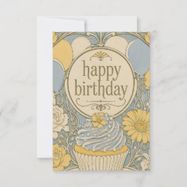 cartão de aniversário de cupcake vintage