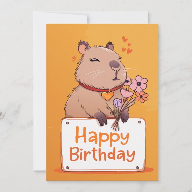 Cartão de Aniversário de Cute Capybara | Cartão pa (Frente)