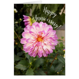 Cartão de Aniversário de Dahlia Branca e Roxo rico