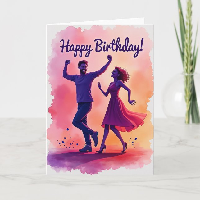 Cartão de Aniversário de Dança Alegre (Frente)