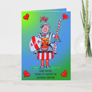 Cartão de aniversário de desenho animado cavaleiro