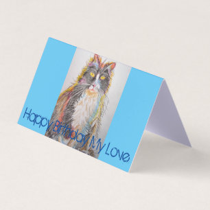 Cartão de Aniversário de Desenho De Gato De Tuxe