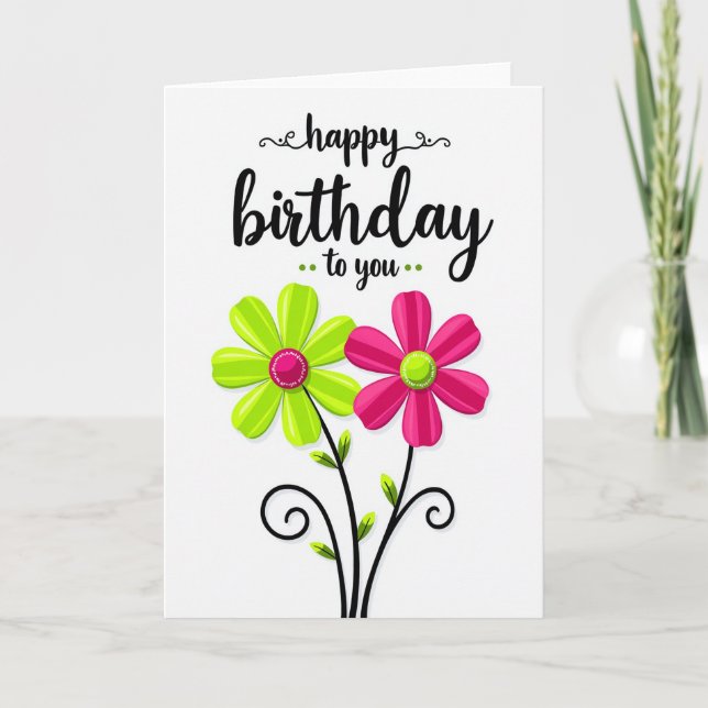 Cartão de Aniversário de Design Elegante (Frente)