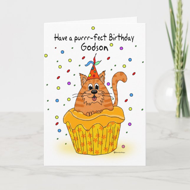 cartão de aniversário de deus com ginger cupcake c (Frente)
