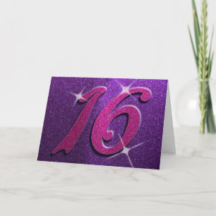 Cartão de Aniversário de Dezesseis Anos Roxo e Ros