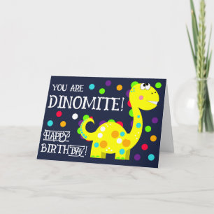 Cartão de aniversário de dinossauro para crianças