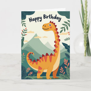 Cartão de aniversário de dinossauro para meninos
