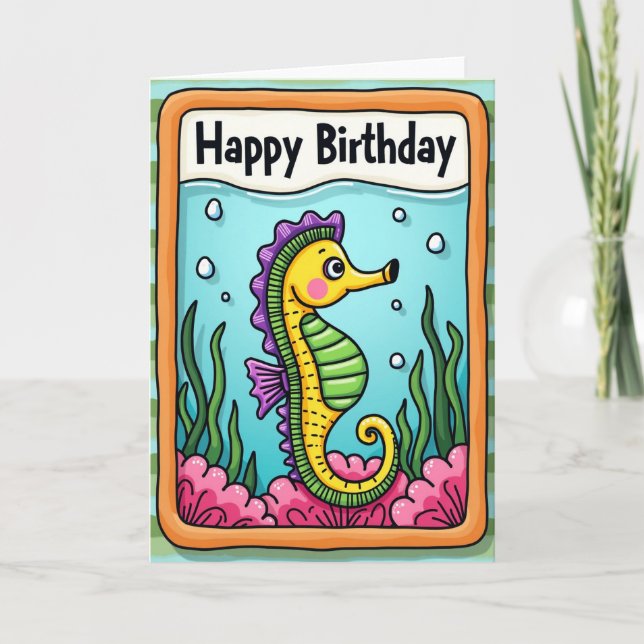 Cartão de Aniversário de Diversão Subaquática (Frente)