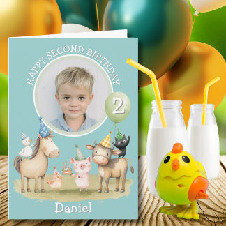 Cartão de Aniversário de Dois Anos com Uma Foto de