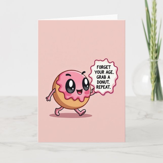 Cartão de Aniversário de Donut Divertido (Frente)