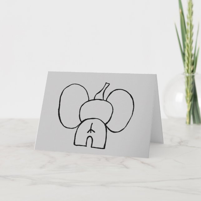 Cartão de Aniversário de Elefante Atrasado PERSONA (Frente)