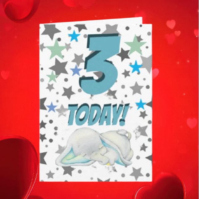 Cartão de Aniversário de Elefante Azul (Hey there Birthday Superstar!)