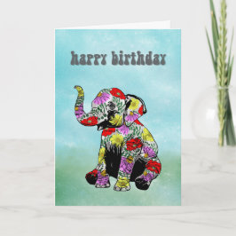 Cartão de Aniversário de Elefante Bebê